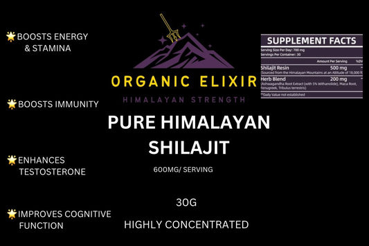 Organic Elixir® ULTIMATE 2 in 1 Power-Up Bundle - Pure Himalayan Shilajit 30g and Tongkat Ali 4-in-1 60 Capsules